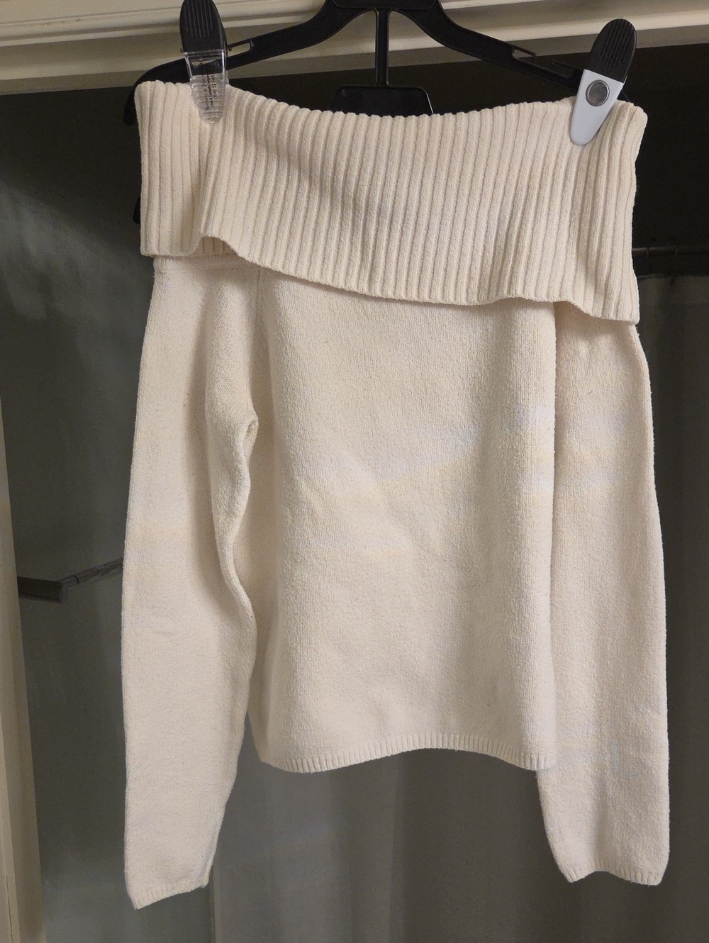 Old Navy Cream Off-the-Shoulder Rib Fold Sweater